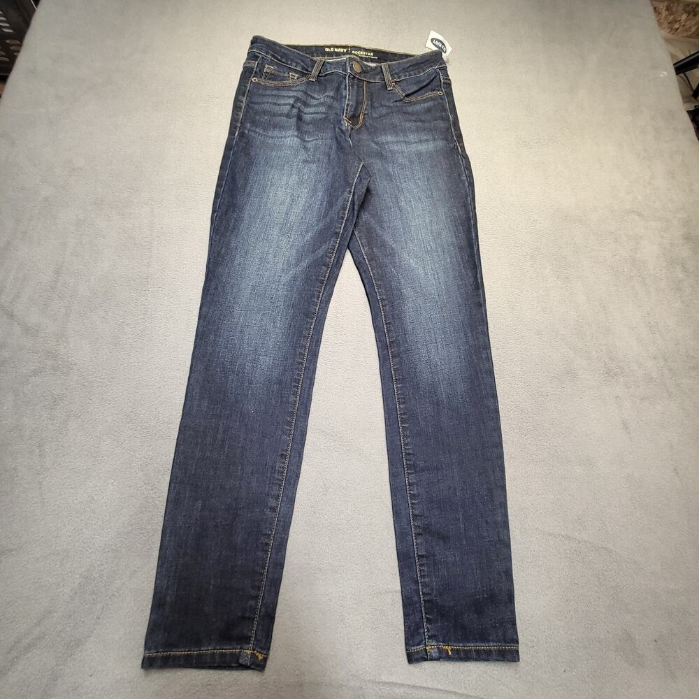 NWT Old Navy Jeans Womens 6 Blue Rockstar Skinny Leg Distressed Denim Stretch